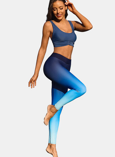 Blue Gradient High Waist Swim
